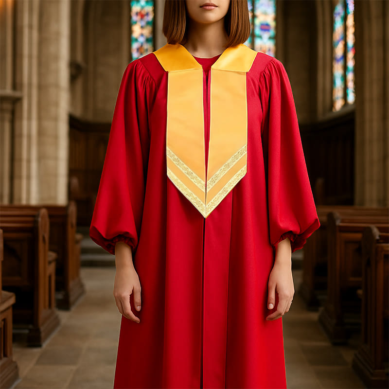 Christianartworkshop Classic Versatile 4-Color Clergy Robes with Golden V-Collar Design - Red - 3XL - image 11