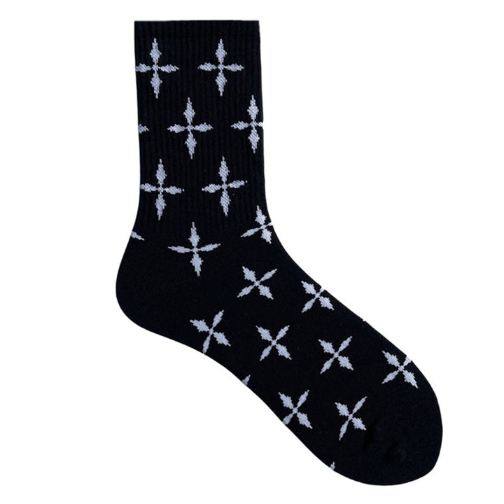 Christianartworkshop Multi - Color Cross Pattern Crew Unisex Socks: Walk Daily in Divine Guidance - Black - 10 Pairs - image 4