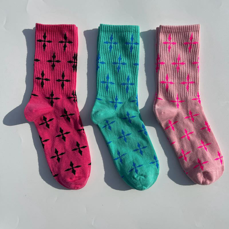 Christianartworkshop Multi - Color Cross Pattern Crew Unisex Socks: Walk Daily in Divine Guidance - image 3