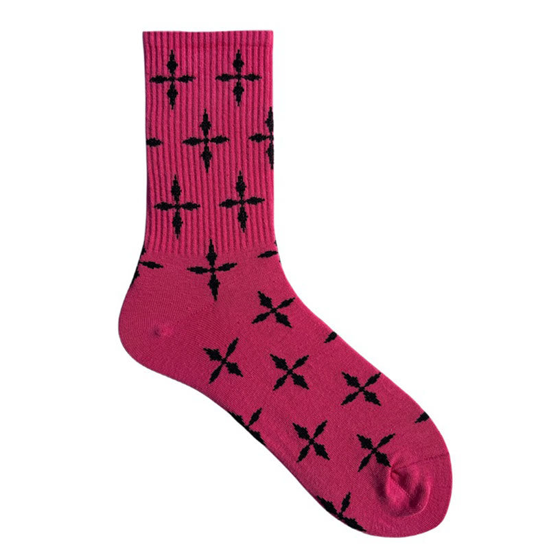 Christianartworkshop Multi - Color Cross Pattern Crew Unisex Socks: Walk Daily in Divine Guidance - Rose Red - 10 Pairs - image 9