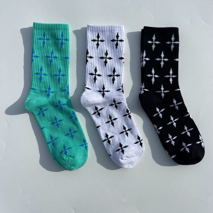 Christianartworkshop Multi - Color Cross Pattern Crew Unisex Socks: Walk Daily in Divine Guidance - image 2