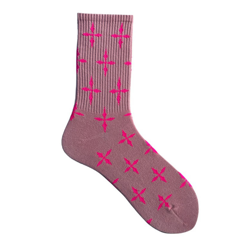 Christianartworkshop Multi - Color Cross Pattern Crew Unisex Socks: Walk Daily in Divine Guidance - Pink - 10 Pairs - image 8