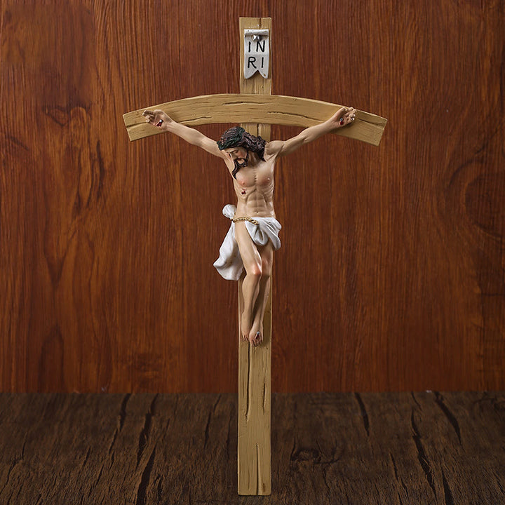 Christianartworkshop Detailed Jesus Figure on Light Resin Crucifix: Sacred Decor - Crucifix - image 0