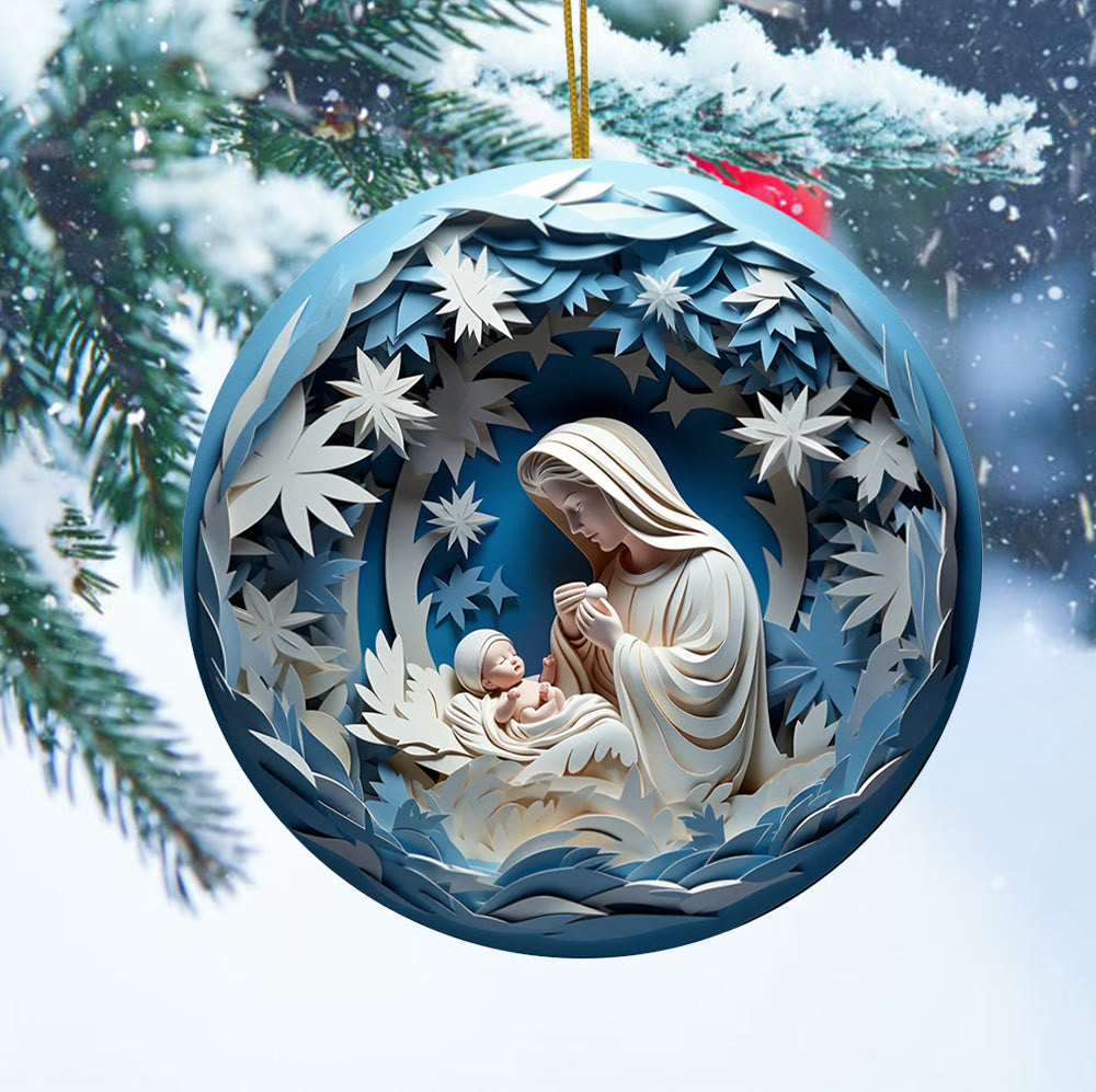 Christianartworkshop Sculptural Style Nativity Christmas Hanging Ornaments B - Ceramics - image 0