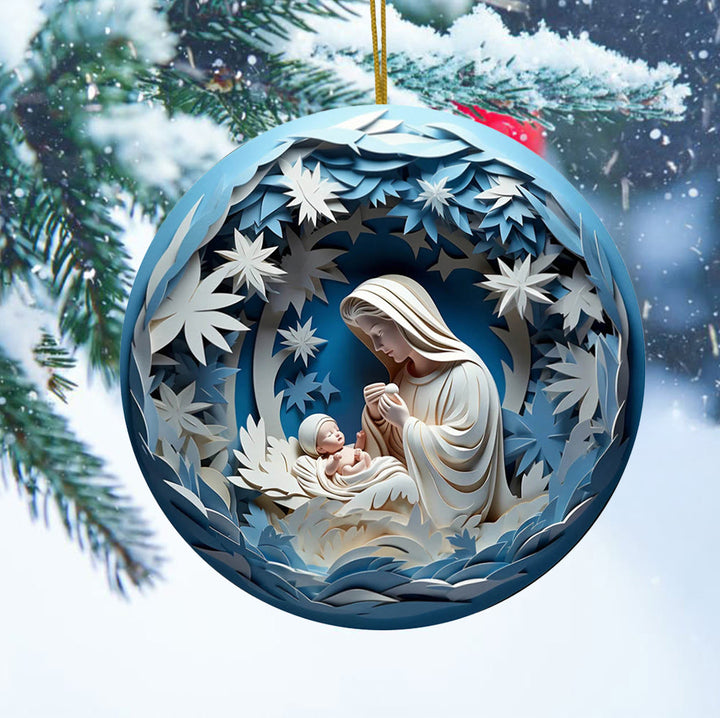 Christianartworkshop Sculptural Style Nativity Christmas Hanging Ornaments B - Ceramics - image 0