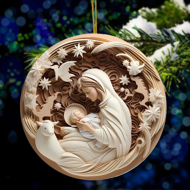 Christianartworkshop Sculptural Style Nativity Christmas Hanging Ornaments D - Ceramics - image 0