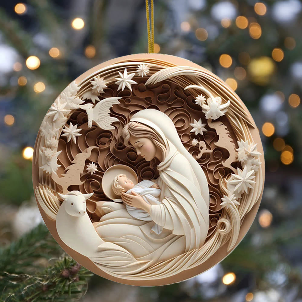 Christianartworkshop Sculptural Style Nativity Christmas Hanging Ornaments D - image 1