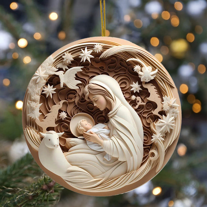Christianartworkshop Sculptural Style Nativity Christmas Hanging Ornaments D - image 1