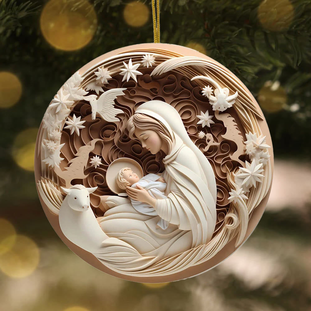 Christianartworkshop Sculptural Style Nativity Christmas Hanging Ornaments D - image 3