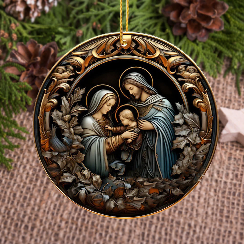 Christianartworkshop Nativity Christmas Blessing Hanging Ornaments B - Ceramics - image 0
