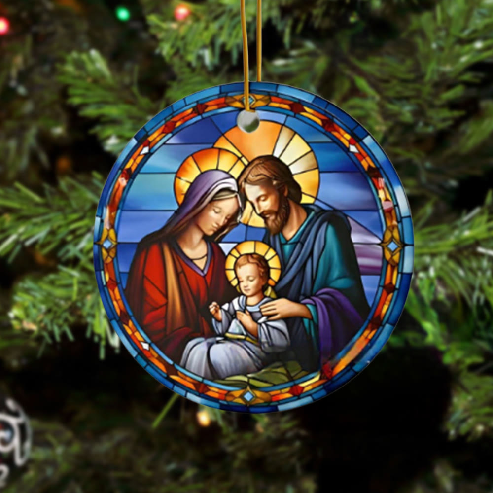 Christianartworkshop Stained Glass Styles Holy Family Christmas Colorful Hanging Ornaments A - Ceramics - image 0