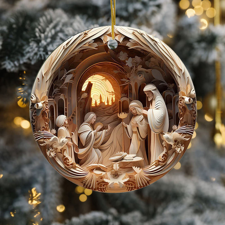 Christianartworkshop Sculptural Style Nativity Christmas Hanging Ornaments C - image 4