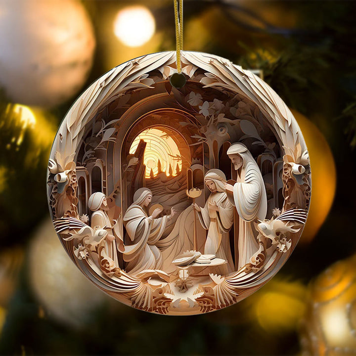 Christianartworkshop Sculptural Style Nativity Christmas Hanging Ornaments C - image 3