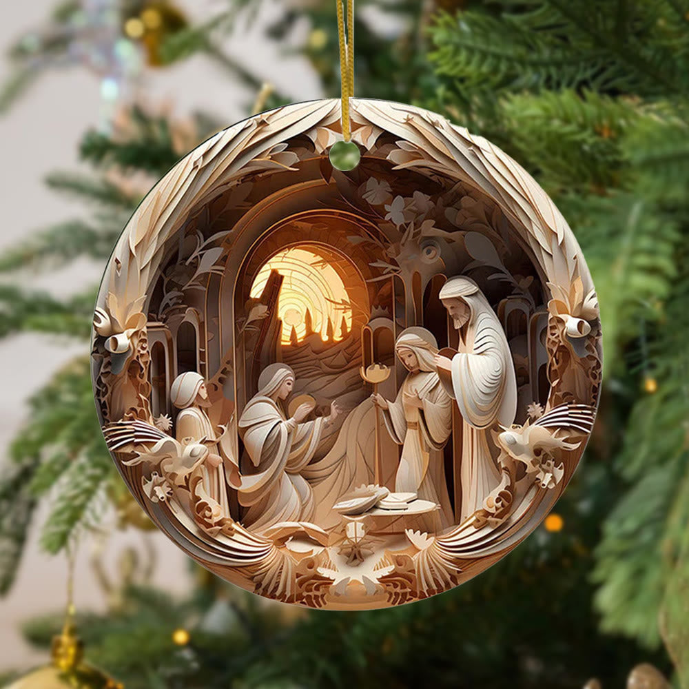 Christianartworkshop Sculptural Style Nativity Christmas Hanging Ornaments C - Ceramics - image 0