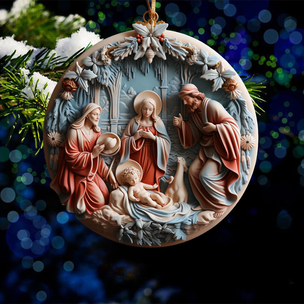 Christianartworkshop Retro Style Nativity Christmas Hanging Ornaments A - image 5