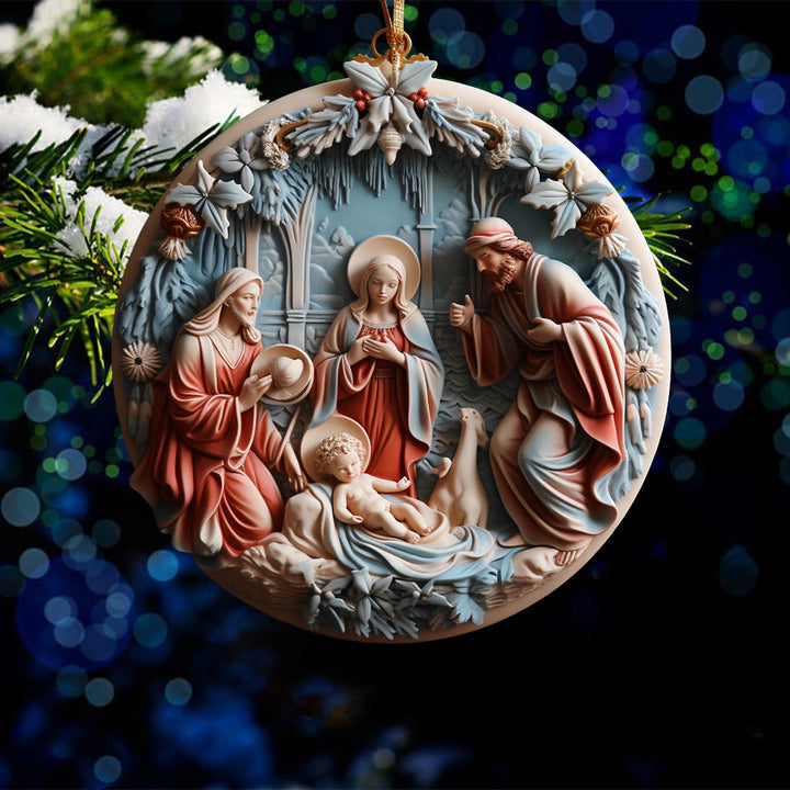 Christianartworkshop Retro Style Nativity Christmas Hanging Ornaments A - image 5