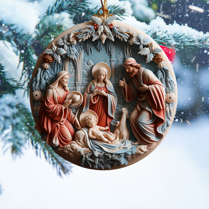 Christianartworkshop Retro Style Nativity Christmas Hanging Ornaments A - image 1