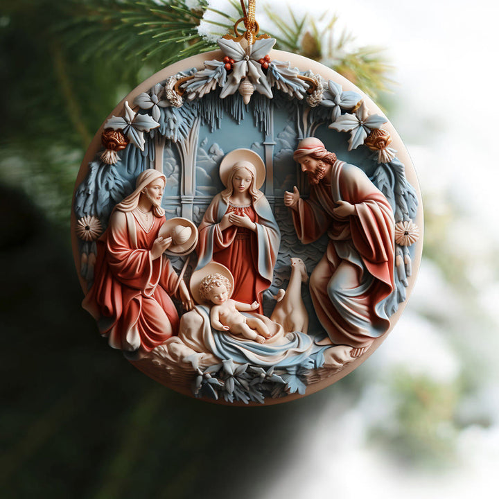 Christianartworkshop Retro Style Nativity Christmas Hanging Ornaments A - image 3