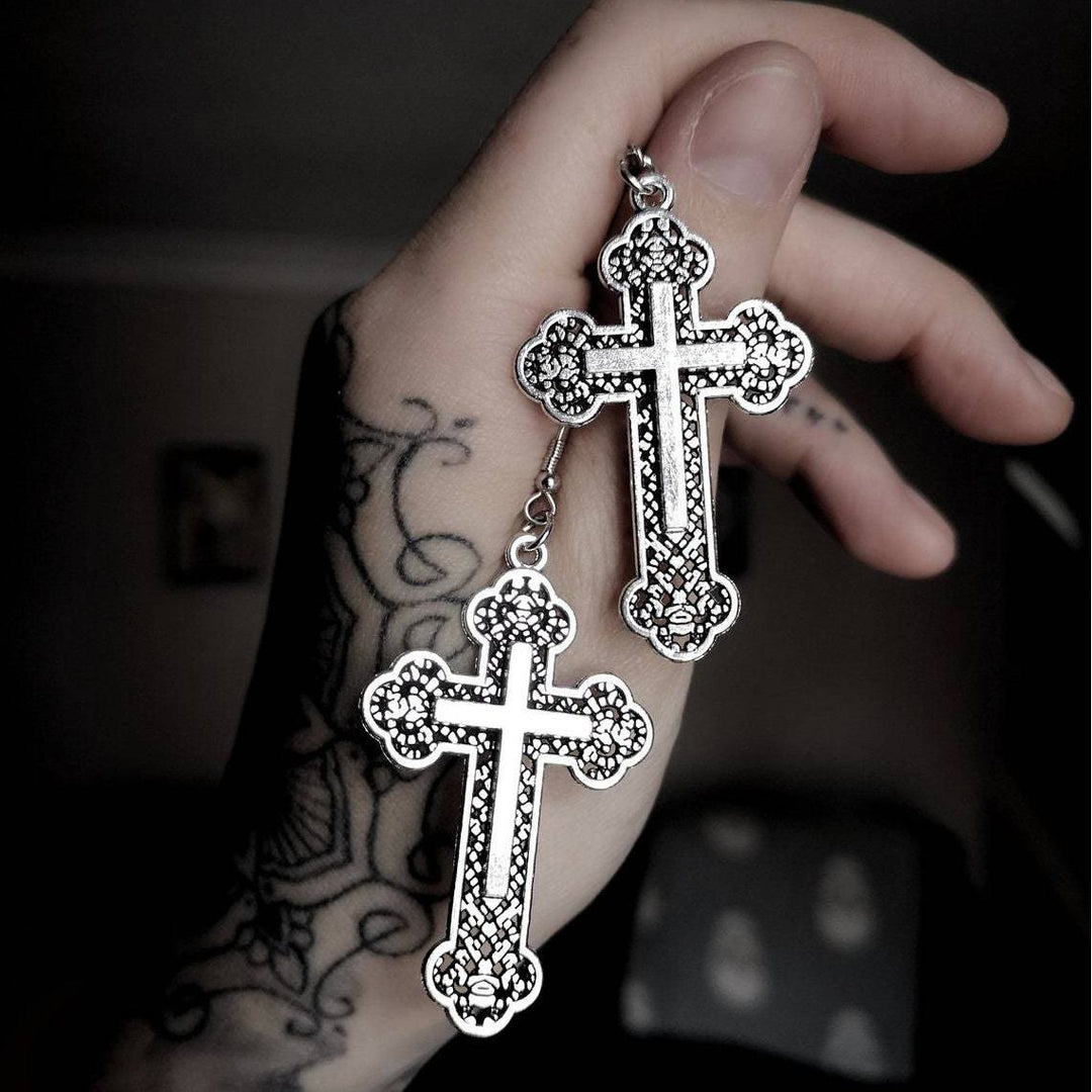Christianartworkshop Vintage Filigree Cross Drop Earrings: Edgy Daily Jewelry - Cross - image 0