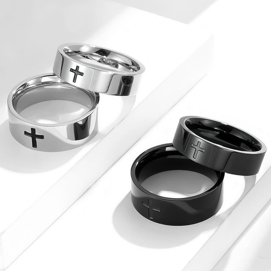 Christianartworkshop Two - Color Minimalist Cross Rings: Faith - Inspired Fashion - Silver - 6MM - AU Size L1/2 (US 6) - image 0