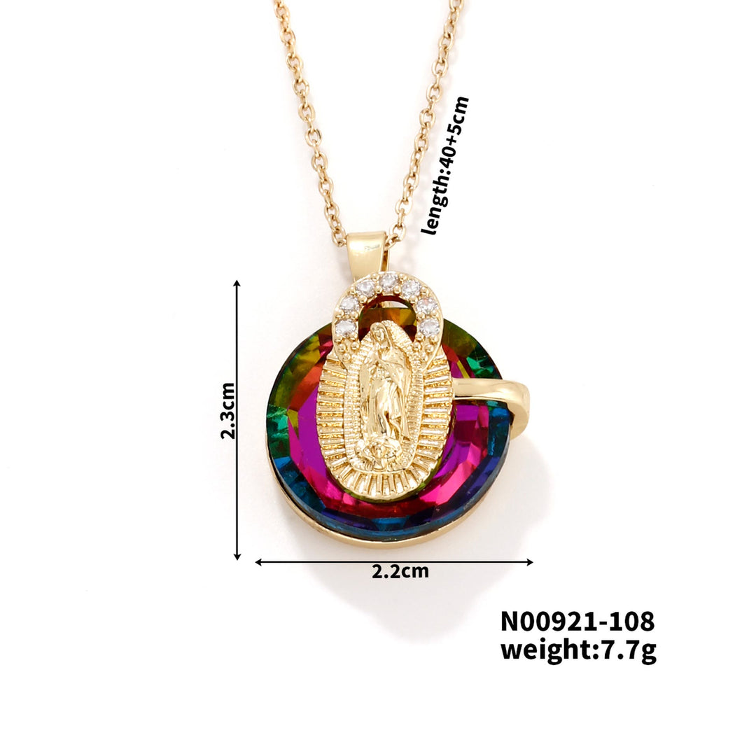 Christianartworkshop Multicolored Our Lady Crystal Necklaces: Faith - Filled Artistic Jewelry - C - image 6
