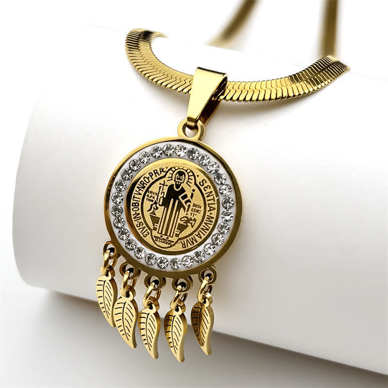 Christianartworkshop Saint Icon Pendant Necklace: Artistic Jewelry with Zircon Accents - Golden - image 5