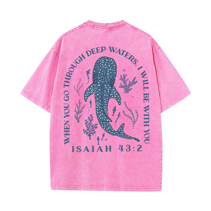 Christianartworkshop I Will Be With You Double Sided Washed Christian T-shirt - Pink - 5XL - image 16