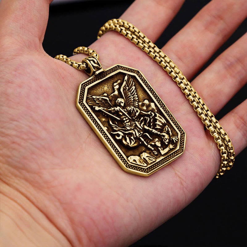 Christianartworkshop Classic Style St. Michael the Archangel Protection Stainless Steel Pendant Necklace - image 8