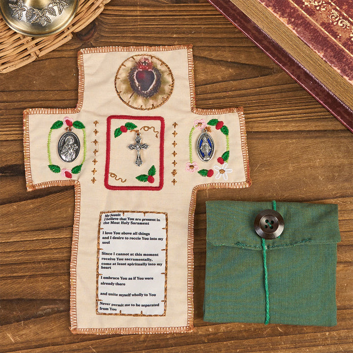 Christianartworkshop Classic Style Handcrafted Pocket Shrine with a Cross Inside - image 1