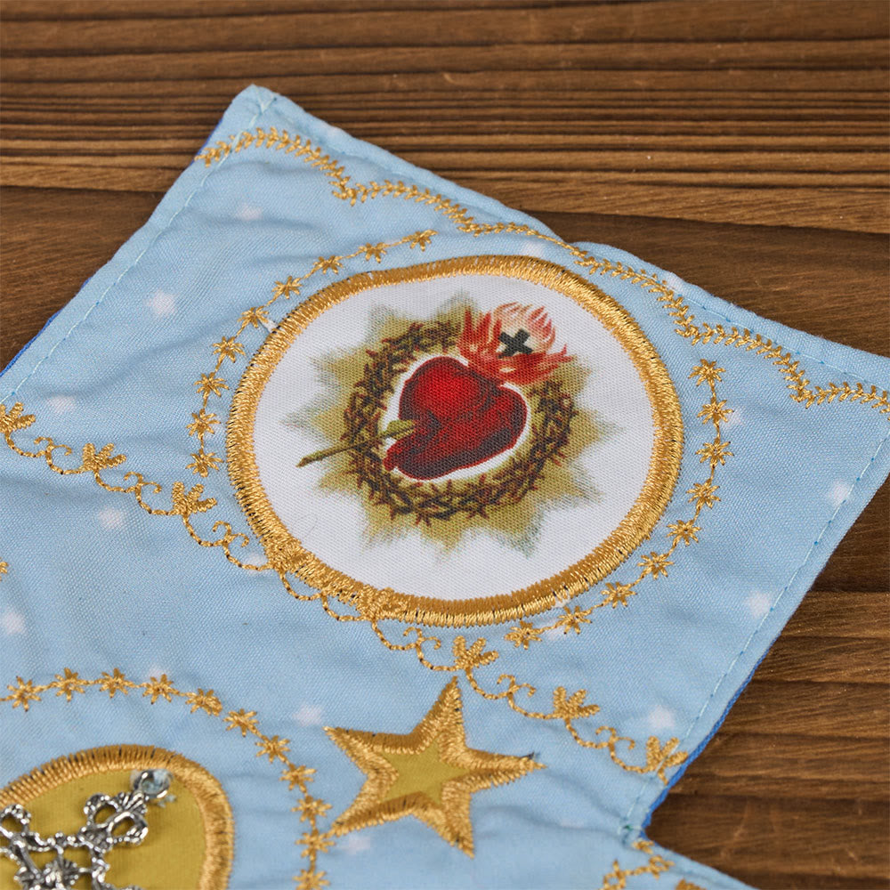 Christianartworkshop 4-Color Embroidered Fabric Pocket Shrine with Silver Cross Included Inside - image 29