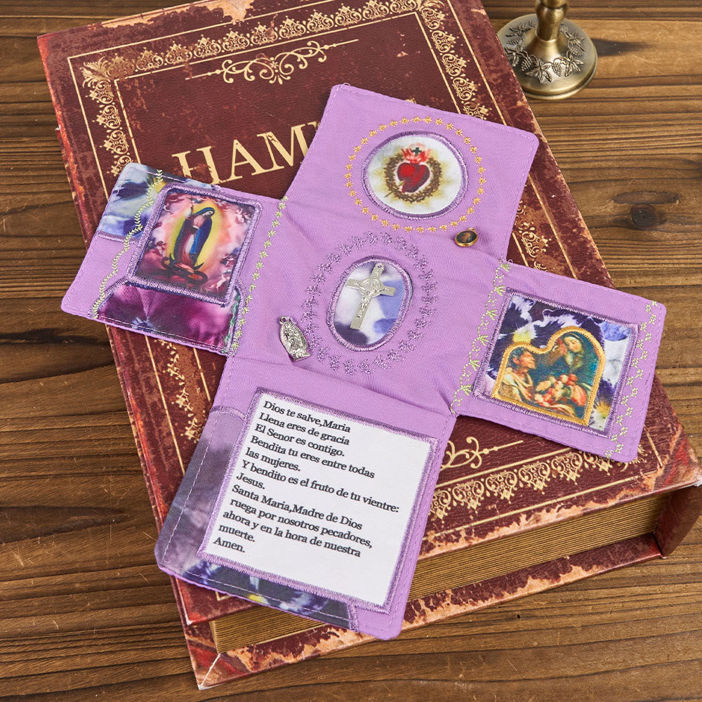 Christianartworkshop 4-Color Embroidered Fabric Pocket Shrine with Silver Cross Included Inside - image 10