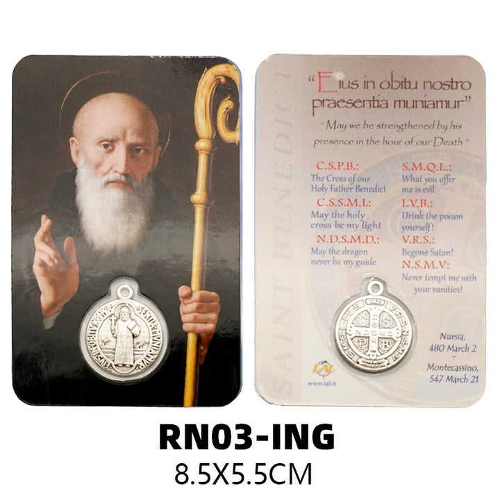 Christianartworkshop Premium Cardstock Double - Sided Saint Cards with Crucifix & Medal - B - image 2