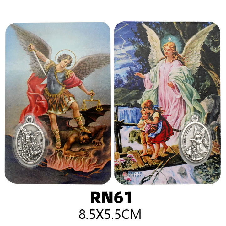 Christianartworkshop Premium Cardstock Double - Sided Saint Cards with Crucifix & Medal - G - image 7