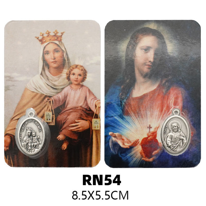 Christianartworkshop Premium Cardstock Double - Sided Saint Cards with Crucifix & Medal - F - image 6