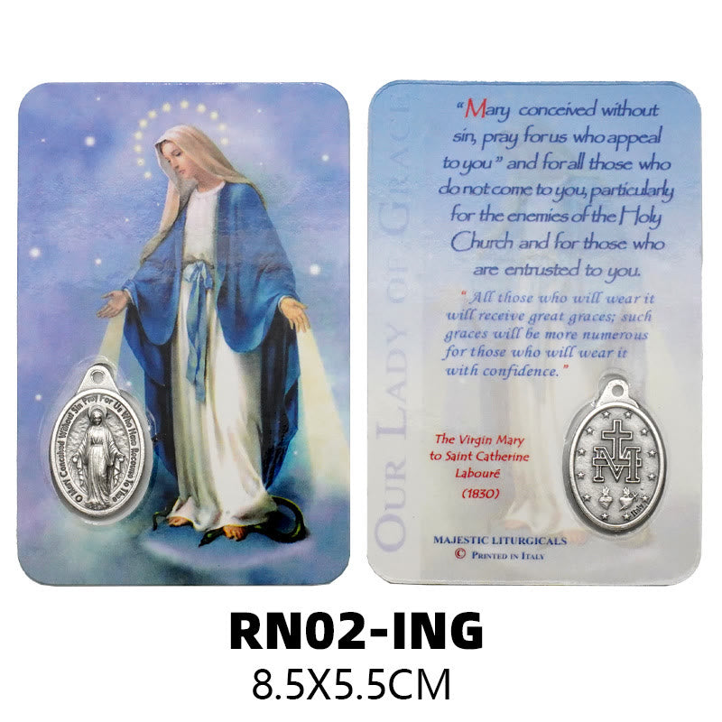 Christianartworkshop Premium Cardstock Double - Sided Saint Cards with Crucifix & Medal - image 1