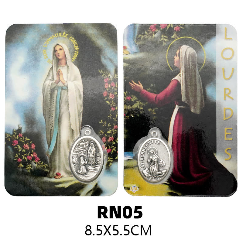 Christianartworkshop Premium Cardstock Double - Sided Saint Cards with Crucifix & Medal - D - image 4