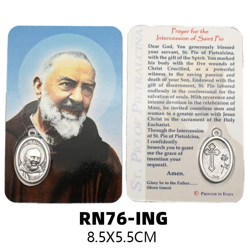 Christianartworkshop Premium Cardstock Double - Sided Saint Cards with Crucifix & Medal - K - image 11