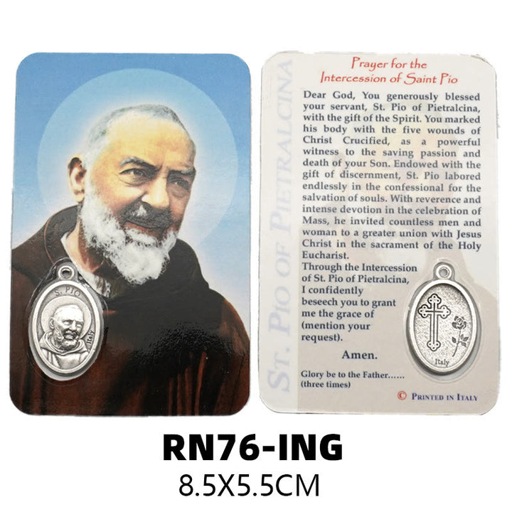 Christianartworkshop Premium Cardstock Double - Sided Saint Cards with Crucifix & Medal - K - image 11