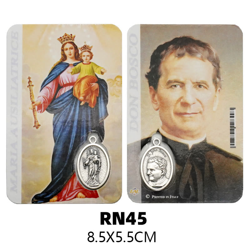 Christianartworkshop Premium Cardstock Double - Sided Saint Cards with Crucifix & Medal - E - image 5