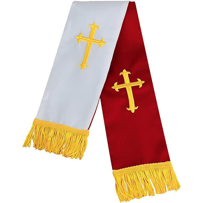 Christianartworkshop Colorful Style Versatile Reversible Liturgical Clergy Stole with Golden Tassel Trim - image 4