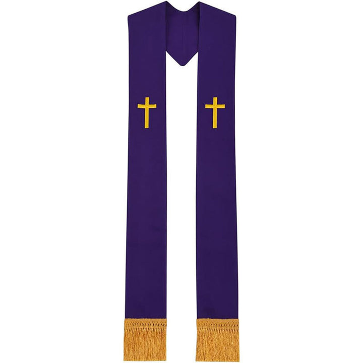 Christianartworkshop Traditional Multi-Color Clergy Stole with V-Neck & Straight Neck - Purple (V-Neck) - image 17
