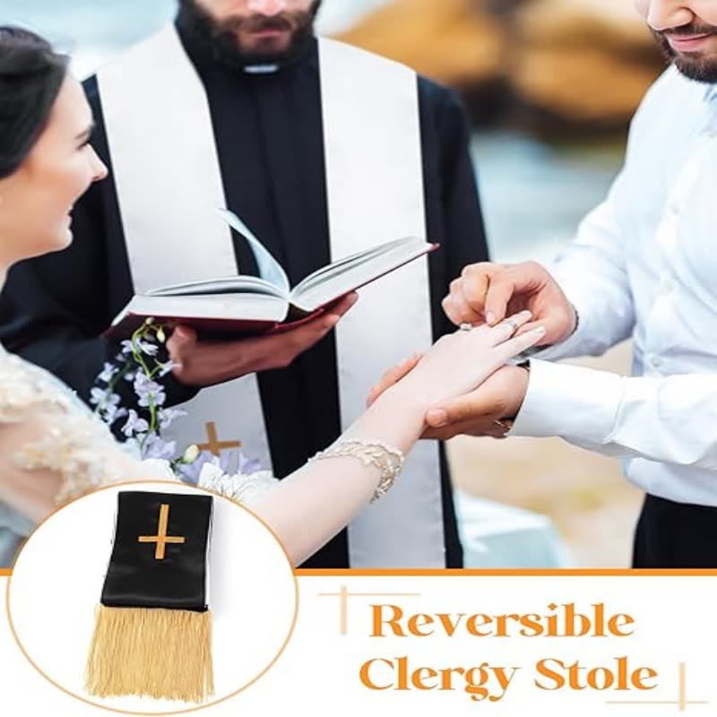 Christianartworkshop Traditional Multi-Color Clergy Stole with V-Neck & Straight Neck - image 1