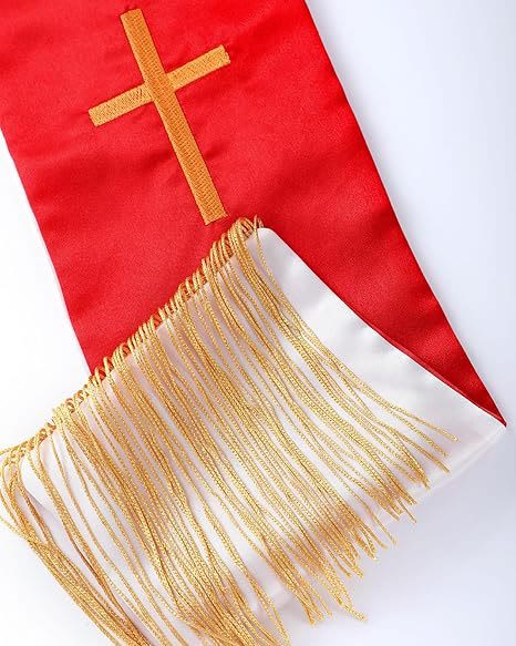 Christianartworkshop Traditional Multi-Color Clergy Stole with V-Neck & Straight Neck - image 11
