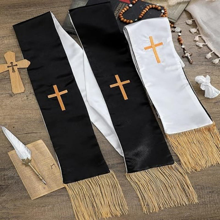 Christianartworkshop Traditional Multi-Color Clergy Stole with V-Neck & Straight Neck - image 2