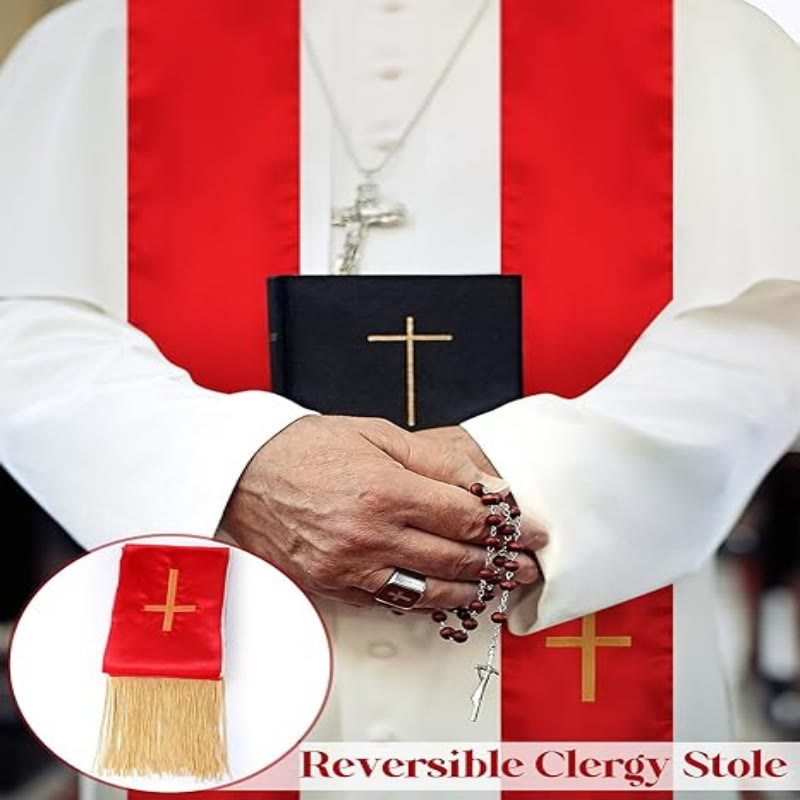 Christianartworkshop Traditional Multi-Color Clergy Stole with V-Neck & Straight Neck - image 7