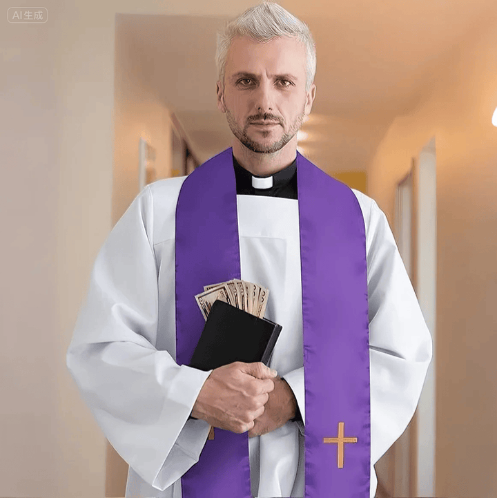 Christianartworkshop Traditional Multi-Color Clergy Stole with V-Neck & Straight Neck - image 4