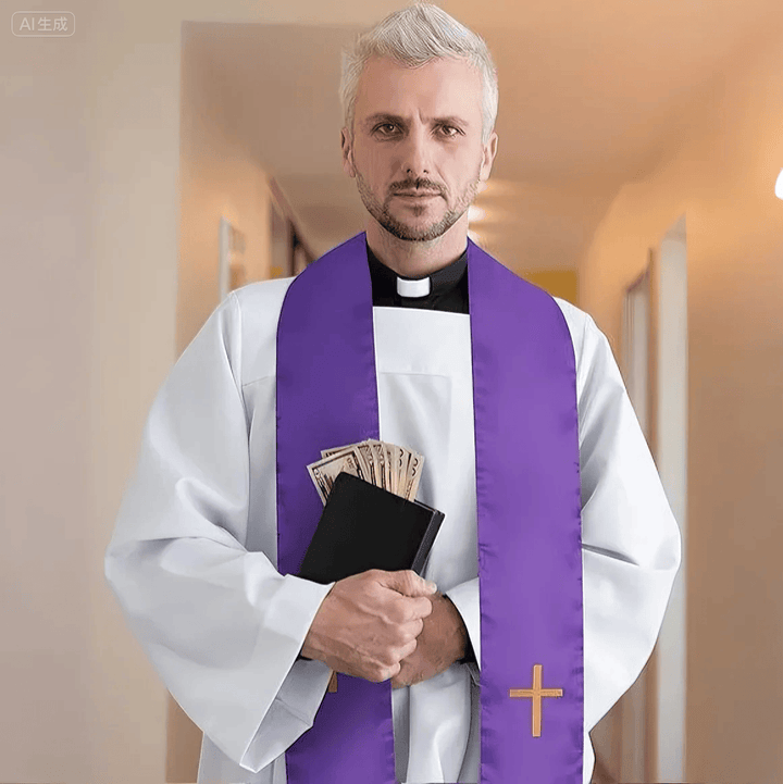 Christianartworkshop Traditional Multi-Color Clergy Stole with V-Neck & Straight Neck - image 6