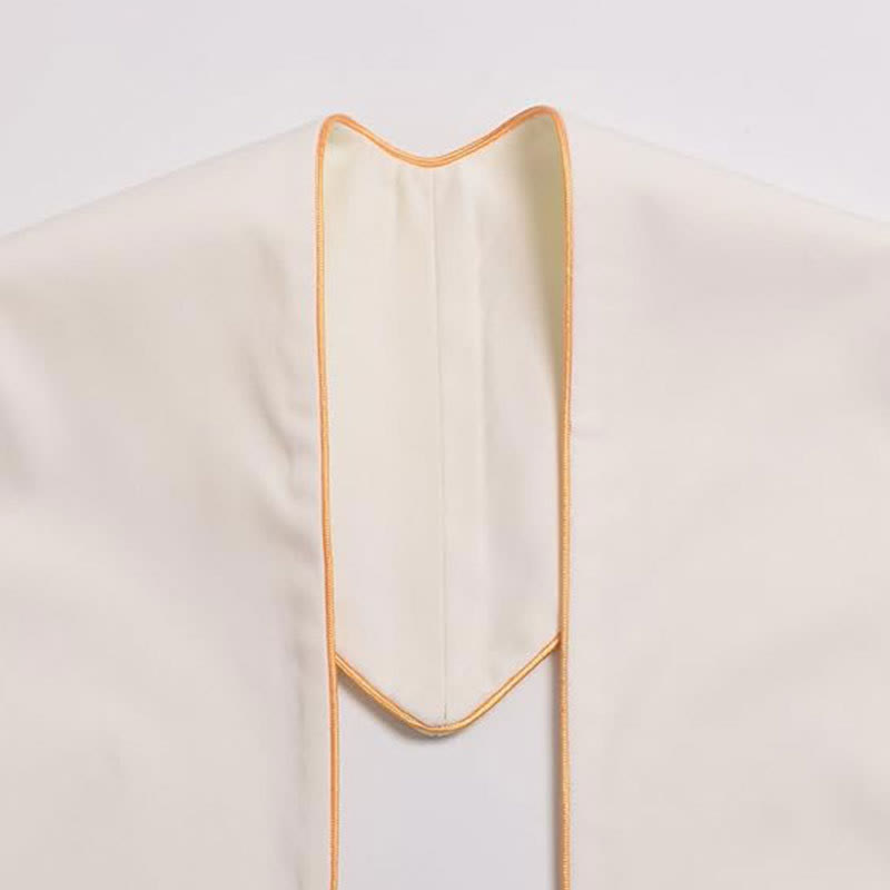 Christianartworkshop Ceremonial White Clergy Stole with Colored Crosses and Golden Fringe - image 3