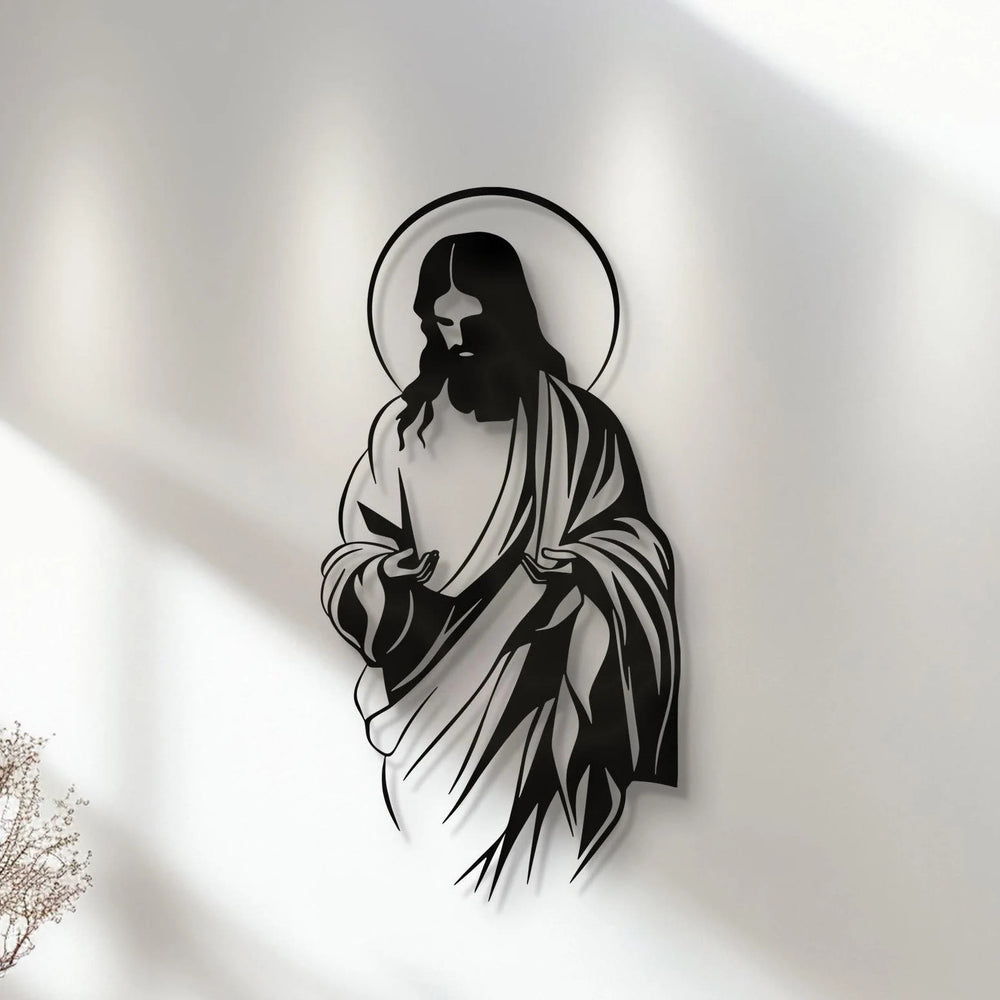Christianartworkshop Jesus with Halo Silhouette Metal Wall Decor for Faithful Home - image 1