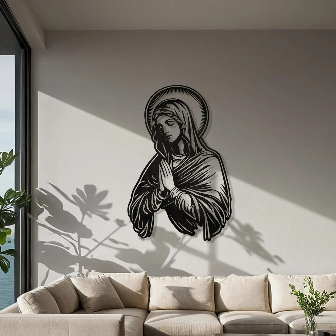 Christianartworkshop Praying Virgin Mary Halo Metal Wall Decor for Religious Home - image 2
